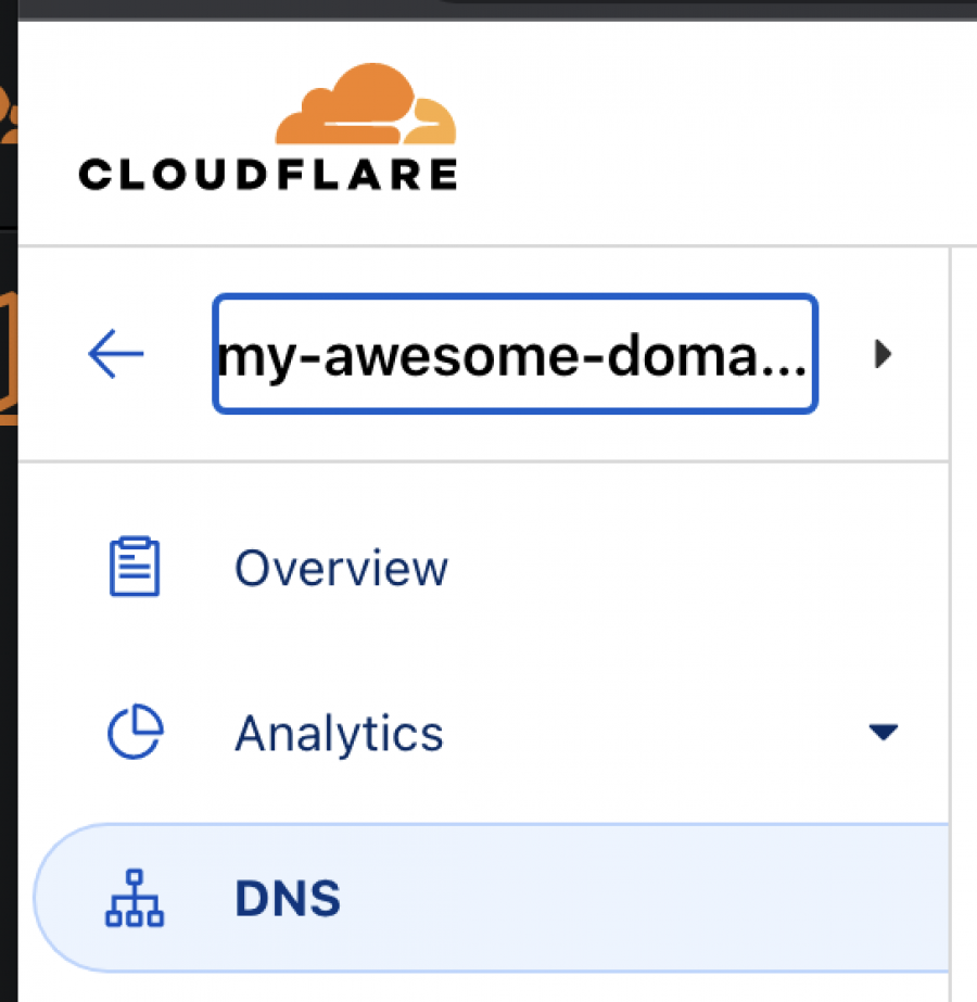 Cloudflare dashboard menu