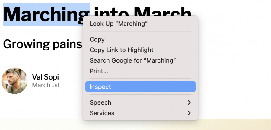 inspect element popup